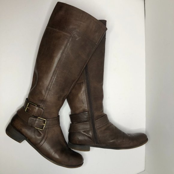 Nine West "Vashiza" Leather Riding Knee Tall MOTO Boot Quiet Luxury Country - Picture 6 of 16